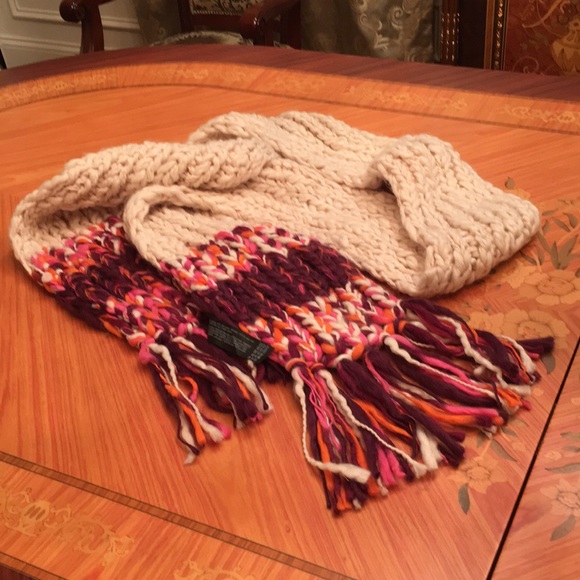 Zara knit chunky oversized winter multicolored fringe scarf - Picture 7 of 15